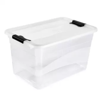 keeeper Crystalbox Cornelia 52L caurspīdīga uzglabāšanas kaste ar uzspraužamu vāku
