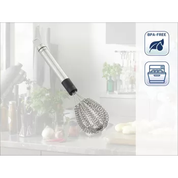 LEIFHEIT Speed Quirl S putotājs, nerūsējošais tērauds, 27 cm, mazgājams trauku mašīnā, balts/pelēks