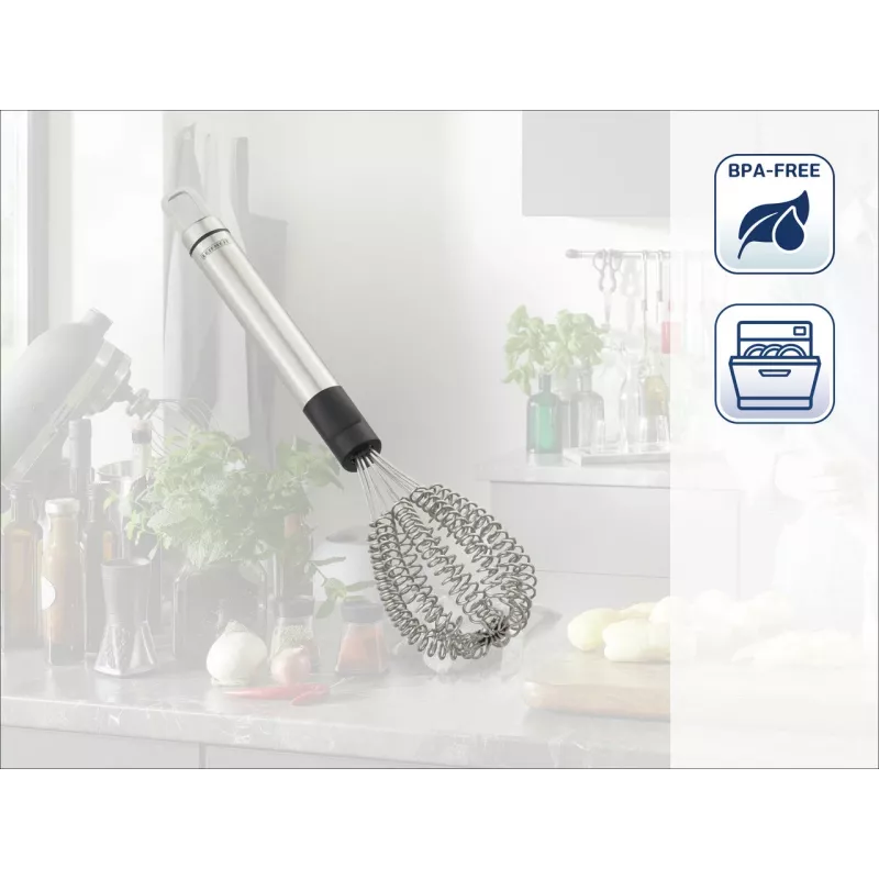 LEIFHEIT Speed Quirl S putotājs, nerūsējošais tērauds, 27 cm, mazgājams trauku mašīnā, balts/pelēks