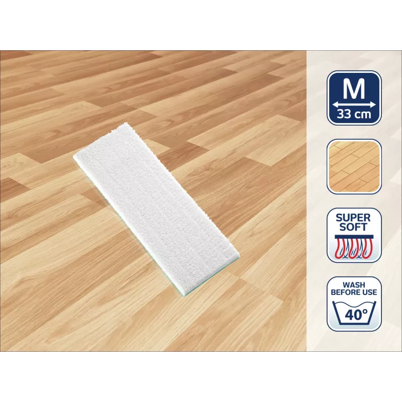LEIFHEIT Picobello M Super Soft mikrošķiedras mopa uzlikas nomaiņa, 33 cm, balta/tirkīza