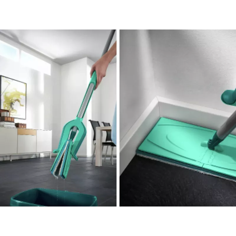 LEIFHEIT Picobello M Micro Duo grīdas tīrītājs ar teleskopisku rokturi, 33 cm tīrīšanas platums, zaļš/balts