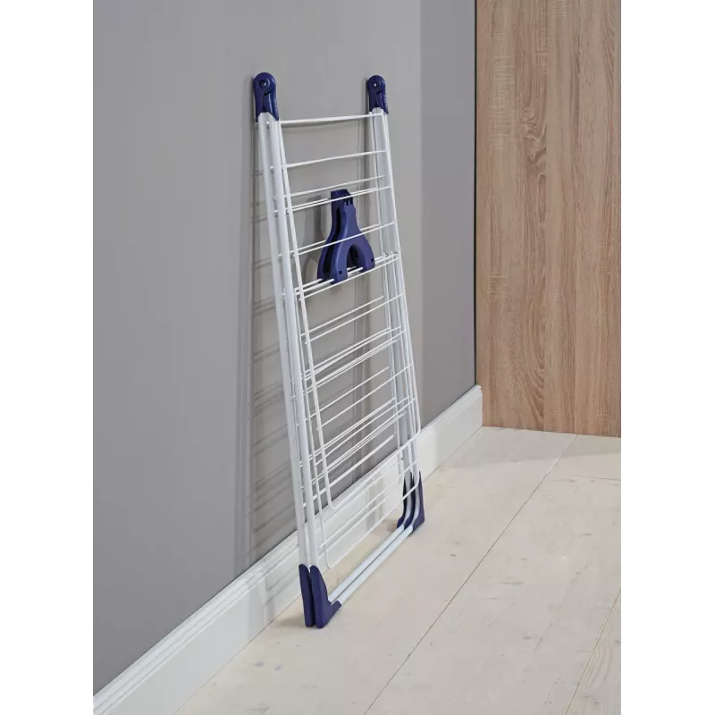 LEIFHEIT Classic 200 Flex drēbju žāvētājs, 20 m žāvēšanas garums, salokāms stāvdrēbju žāvētājs, balts/zils