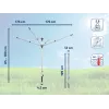 LEIFHEIT LinoLift 500 rotējošais veļas žāvētājs, 50 m žāvēšanas aukla, alumīnija rāmis, regulējams augstums 106-179 cm, UV izturīgas auklas, komplektā ar zemes ligzdu