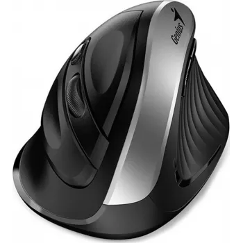 UNITEK Genius Ergo 8250S bezvadu ergonomiskā pele, 1600 DPI, melna-sudraba