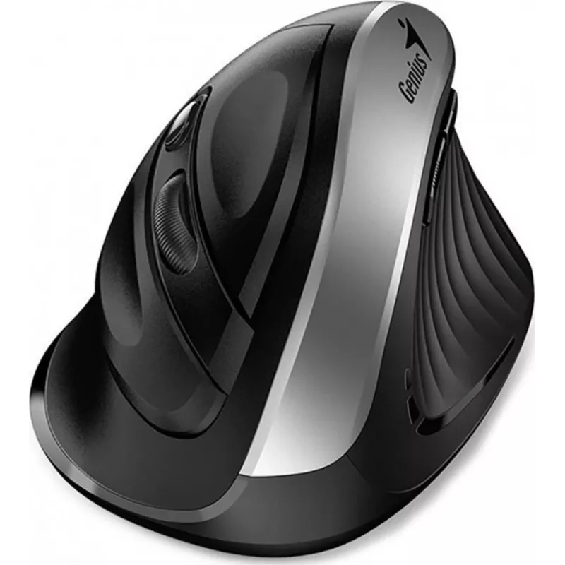 UNITEK Genius Ergo 8250S bezvadu ergonomiskā pele, 1600 DPI, melna-sudraba