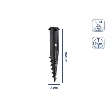 LEIFHEIT Ieskrūvējams zemes enkurs rotējošajām žāvētavām, cinkots tērauds, 50 mm stabs, 44 cm, zaļš vāciņš