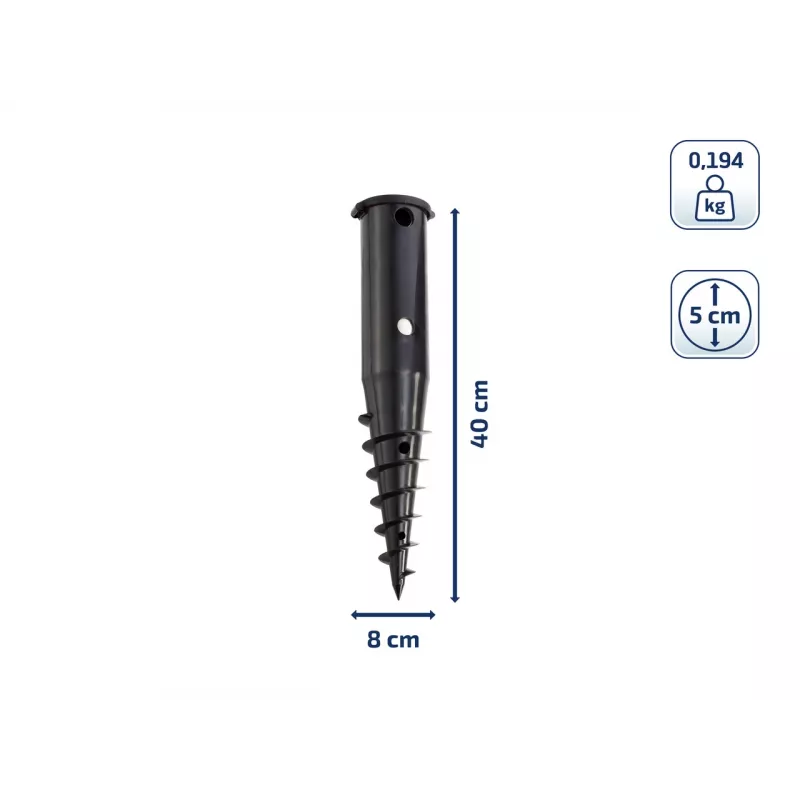 LEIFHEIT Ieskrūvējams zemes enkurs rotējošajām žāvētavām, cinkots tērauds, 50 mm stabs, 44 cm, zaļš vāciņš