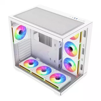 FSP Fortron M341-WA vidējā torņa datora korpuss ar rūdītu stiklu un 4 ARGB ventilatori