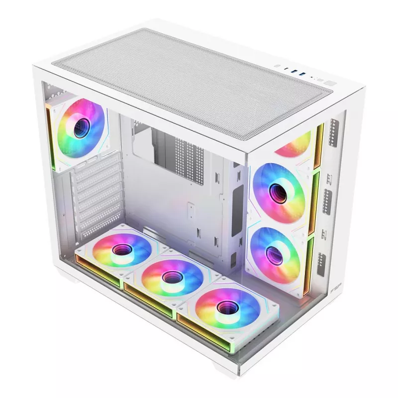 FSP Fortron M341-WA vidējā torņa datora korpuss ar rūdītu stiklu un 4 ARGB ventilatori