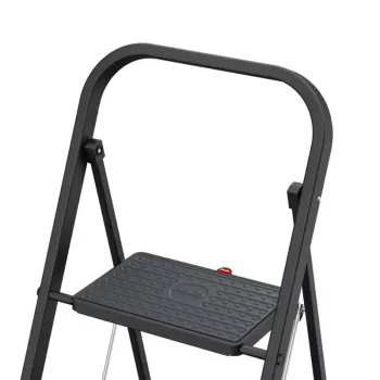 HAILO K44 StandardLine salokāms pakāpienu sols ar drošības rokturi, 2 pakāpieni, tērauds, melns, 150 kg