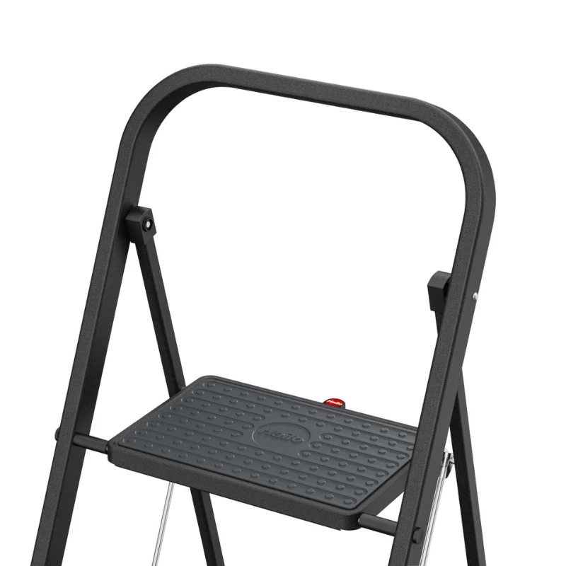 HAILO K44 StandardLine salokāms pakāpienu sols ar drošības rokturi, 2 pakāpieni, tērauds, melns, 150 kg