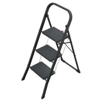 HAILO K44 StandardLine salokāms pakāpienu sols, 3 pakāpieni, drošības rokturis, melns, 150 kg