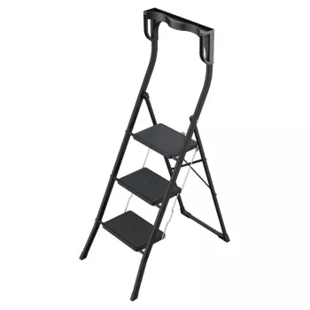 HAILO K77 ComfortLine salokāms pakāpienu sols, 3 pakāpieni, alumīnijs, drošības rokturis, melns, 150 kg