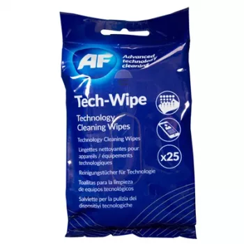 AF Tech Wipes Tīrīšanas salvetes tehnoloģiju ierīcēm 25 gab. Antistatiskas Bez alkohola Bez svītrām Bez plūksnām Ātri žūstošas Atkārtoti aizverams iepakojums