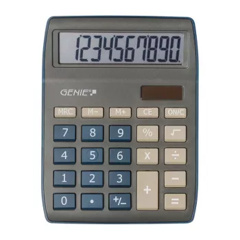 Genie 840 DB galda kalkulators ar noliecamu displeju, 10 cipari, zils/pelēks, AC un baterija