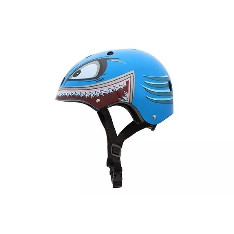 Hornit Shark bērnu velosipēda ķivere ar LED apgaismojumu, zila/pelēka, 48-53 cm