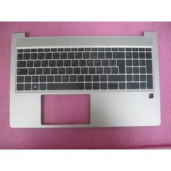 HP ProBook 450/455 G6/G7 augšējā vāka komplekts ar franču AZERTY tastatūru, bez viedkaršu lasītāja, Natural Silver