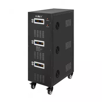 KEMOT PROavr-100k 100 kVA trīsfāžu automātiskais sprieguma stabilizators, servomotors, 280-430V ieeja, 380V izeja, LCD, melns