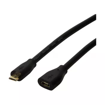 LogiLink CU0121 USB 2.0 Micro-B vīrišķais uz Micro-B sievišķo pagarinājuma kabelis, 1 m, melns