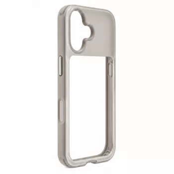 Evelatus Apple iPhone 17 LiveCase hibrīdais futrālis ar statīvu PC+TPU sudraba
