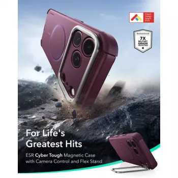 ESR Cyber Tough Kickstand MagSafe vāks iPhone 17 Pro / 18 Pro – tumši bordo