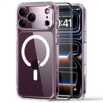 ESR Classic Hybrid MagSafe un rūdīta stikla korpuss iPhone 17 Pro / 18 Pro caurspīdīgs