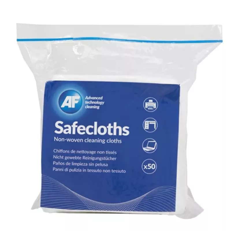 AF Safecloths 34cm x 32cm 50 gab. Bezplūksnu tīrīšanas lupatiņas ekrāniem un optikai