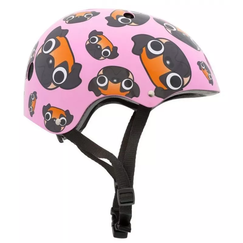 Hornit Pug bērnu velosipēda ķivere ar LED apgaismojumu - rozā, 48-53 cm PUS806
