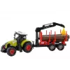 LEAN TOYS Fendt 209 S traktors ar meža piekabi un baļķiem, 1:16 mērogs, zaļš/pelēks/sarkans