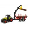LEAN TOYS Fendt 209 S traktors ar meža piekabi un baļķiem, 1:16 mērogs, zaļš/pelēks/sarkans