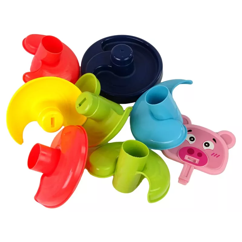 LEAN TOYS Izglītojoša bumbiņu slīdkalniņa 6 līmeņi Cūkas groza šķirotājs