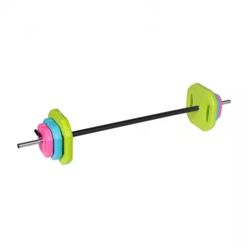 REBEL RBA-2336 20 kg stieņa komplekts ar bitumena diskiem, 140 cm stienis, skrūvējami fiksatori, melns