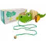 LEAN TOYS koka krokodils uz riteņiem 18cm velkamā rotaļlieta
