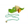 LEAN TOYS koka krokodils uz riteņiem 18cm velkamā rotaļlieta
