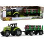 LEAN TOYS zaļš traktors ar baļķu piekabi un skaņas efektiem
