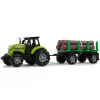 LEAN TOYS zaļš traktors ar baļķu piekabi un skaņas efektiem