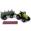 LEAN TOYS zaļš traktors ar baļķu piekabi un skaņas efektiem