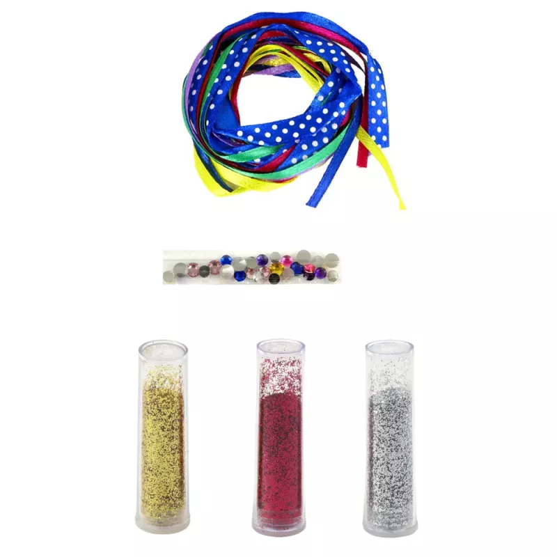 LEAN TOYS DIY spīdumu lentīšu rokassprādžu gatavošanas komplekts, 10 rokassprādzes, no 6 gadu vecuma