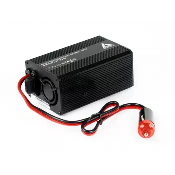 AZO Digital IPS-400 400W 12V līdzstrāvas uz 230V maiņstrāvas modificēta sinusoidāla sprieguma invertors ar Schuko kontaktligzdu, akumulatora skavām un cigarešu šķiltavu spraudni