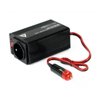 AZO Digital IPS-400 400W 12V līdzstrāvas uz 230V maiņstrāvas modificēta sinusoidāla sprieguma invertors ar Schuko kontaktligzdu, akumulatora skavām un cigarešu šķiltavu spraudni