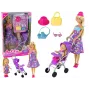 LEAN TOYS Rotaļlietu ratiņu komplekts ar aksesuāriem – rozā rati ar mīkstu lelli, barošanas pudelīti, segu un somu