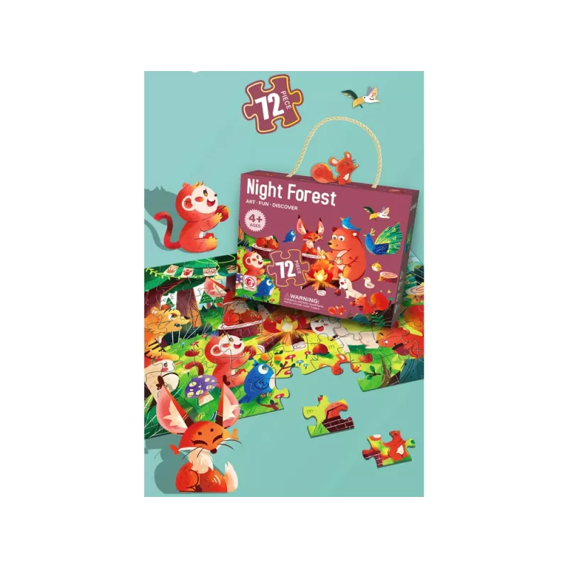 LEAN TOYS Meža dzīvnieku 72 detaļu bērnu puzle