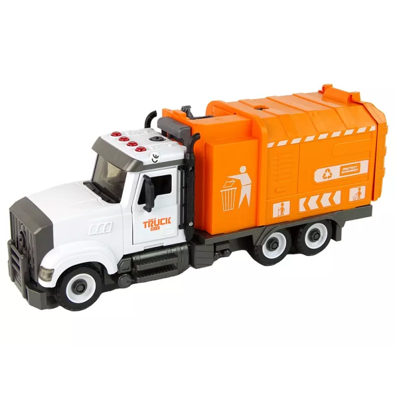 LEAN TOYS Atkritumu mašīna ar skrūvēšanas un griešanas piederumiem oranža