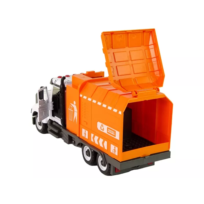 LEAN TOYS Atkritumu mašīna ar skrūvēšanas un griešanas piederumiem oranža