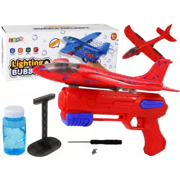 LEAN TOYS lidmašīnas ziepju burbuļu palaidējpistole sarkana