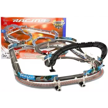 LEAN TOYS 2-in-1 sacīkšu komplekts RC sliežu auto trases komplekts ar 2 auto, 3,6 m modulāra trase, bezvadu pultis, LED priekšējie lukturi, no 6 gadu vecuma