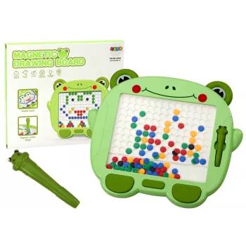 LEAN TOYS magnētiskā izglītojošā tāfele ar vardi, zīmulis, zaļas pērlītes, mīkla