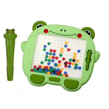 LEAN TOYS magnētiskā izglītojošā tāfele ar vardi, zīmulis, zaļas pērlītes, mīkla