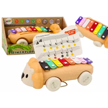 LEAN TOYS Lauvas šķīvji uz riteņiem velkamais mūzikas rotaļlieta mazuļiem, krāsains izglītojošs instruments