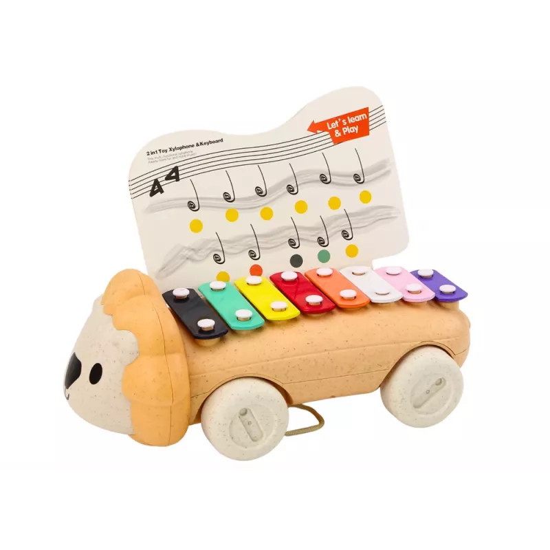 LEAN TOYS Lauvas šķīvji uz riteņiem velkamais mūzikas rotaļlieta mazuļiem, krāsains izglītojošs instruments